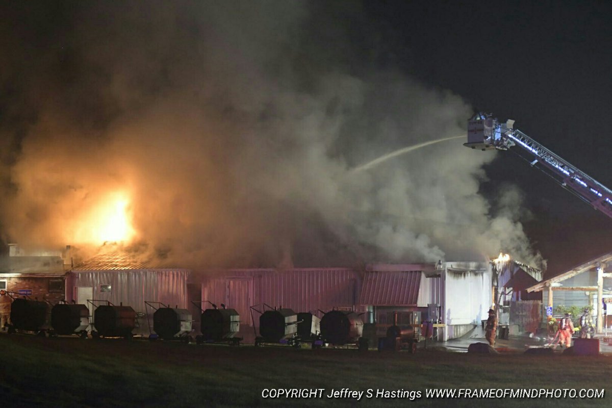 Firefighters battled a two-alarm fire at Lemay & Sons Beef early Friday. The fire at the 116 Daniel Plummer Road business began before dawn. The 40-by-60-foot building building was fully involved about 6 a.m.
