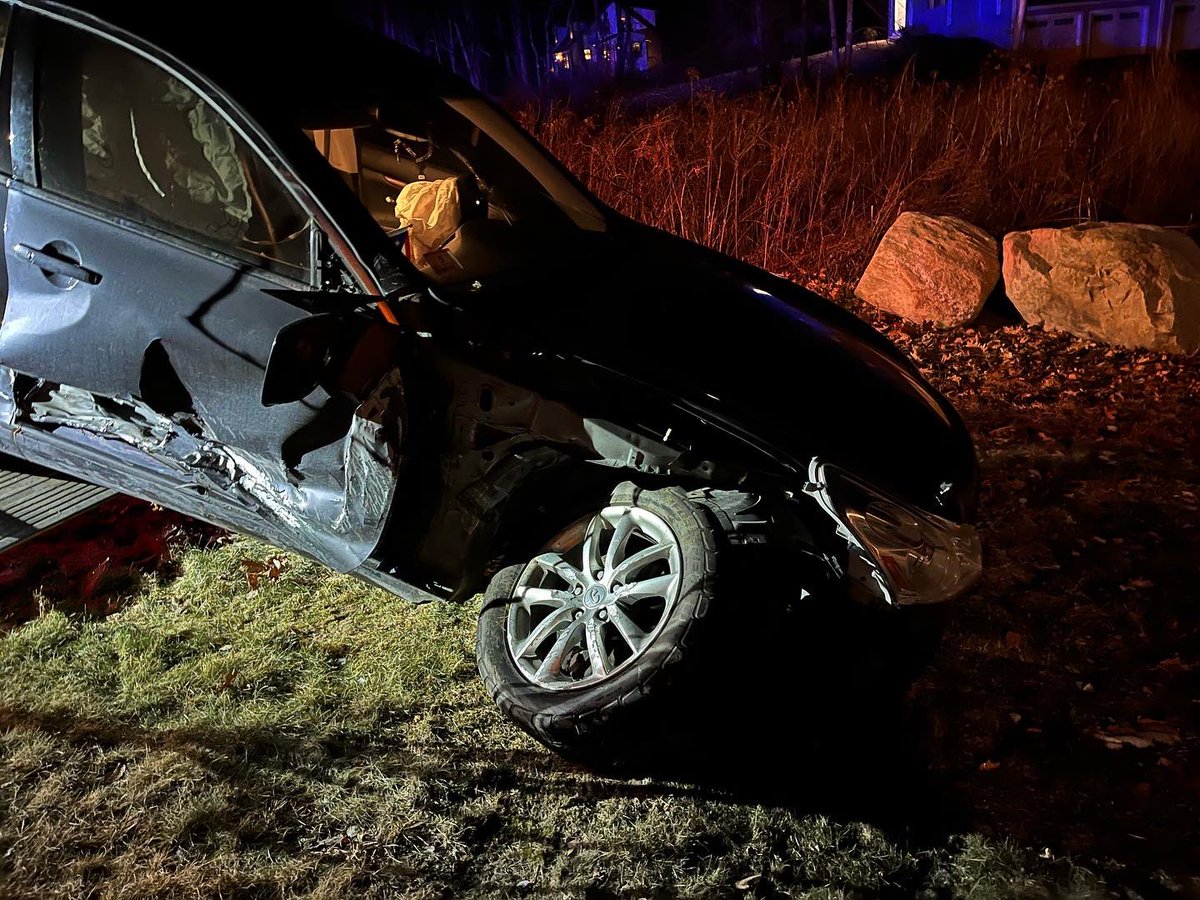 Erick Alfonso, age 20, of Lawrence, MA was arrested and charged with Reckless Operation and six counts of Criminal Mischief after losing control of his vehicle and striking a house on Old Gage Hill Road at approximately 8:32pm today. All suspects are  until proven guilty