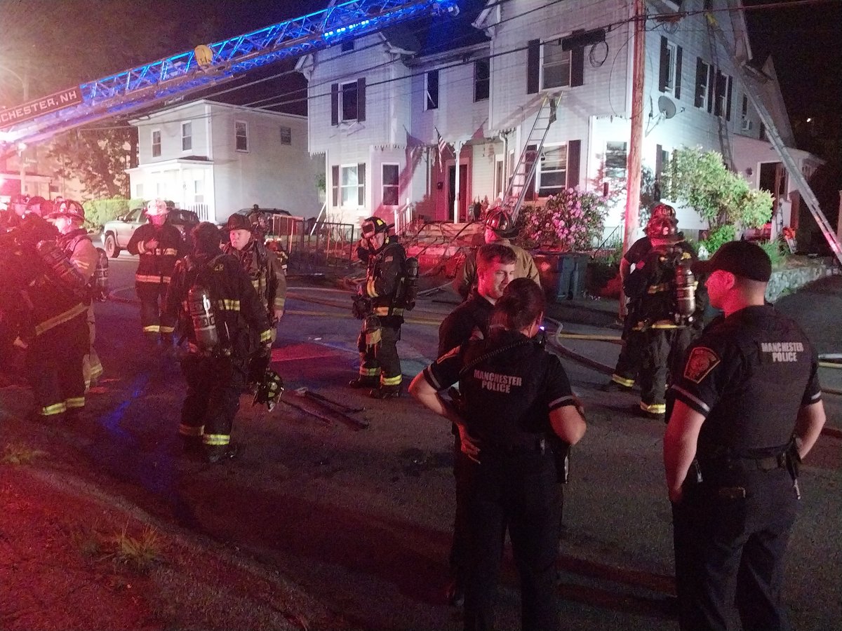 2nd alarm structure fire in Manchester, New Hampshire tonight on Pearl st, fire was on the 2nd floor of a large 2.5 story residential structure