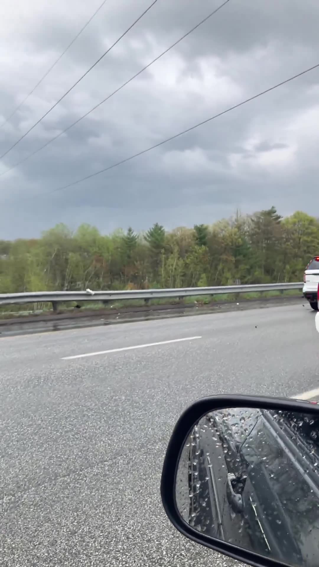 Road Accident at I-93 south bound at Hooksett NH. One person rushed to Manchester New Hampshire Hospital Saint Catherine's.